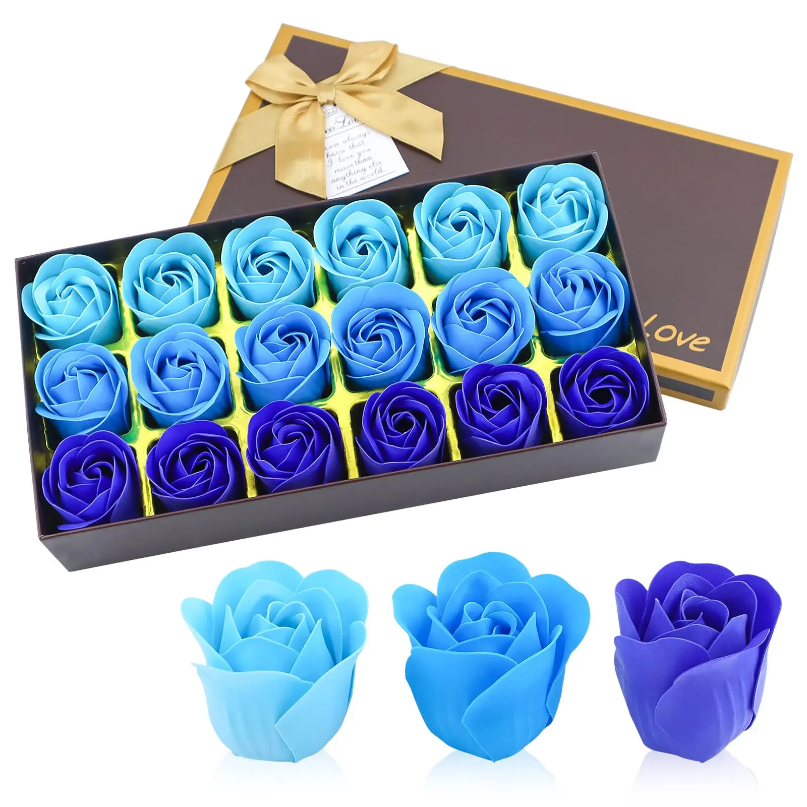 Romantic 18 artificial rose soap flowers. Beautiful decor and functional soap in one. Great festive present for Valentine's Day, Women's Day and party favors.