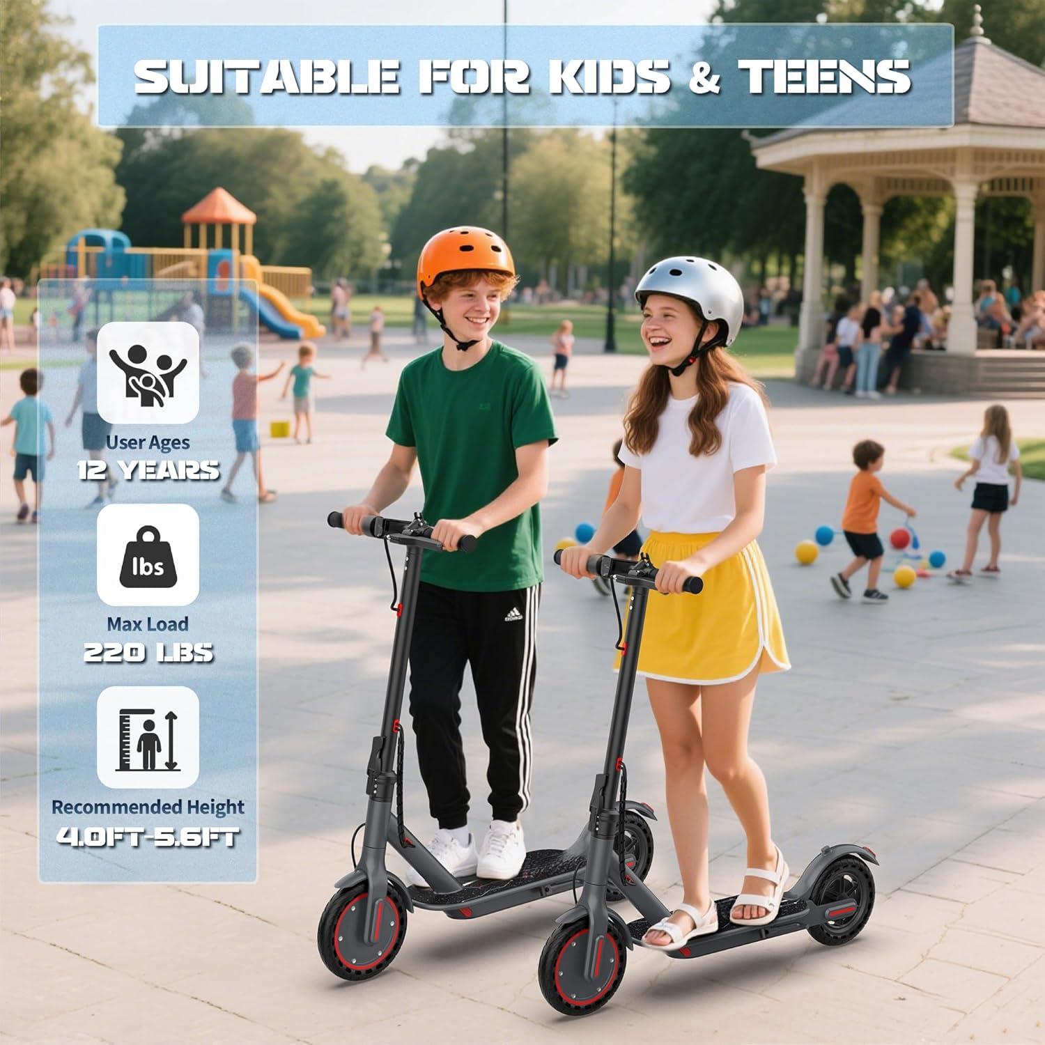 SUNDAY MIRTH Electric Scooter for 10+, 350W Motor, Max 12Miles Long Range, 19 MPH Max Speed, 8.5" Solid Tire, Lightweight Foldable E-Scooter with Dual Braking, Digital Display, Cruise Control