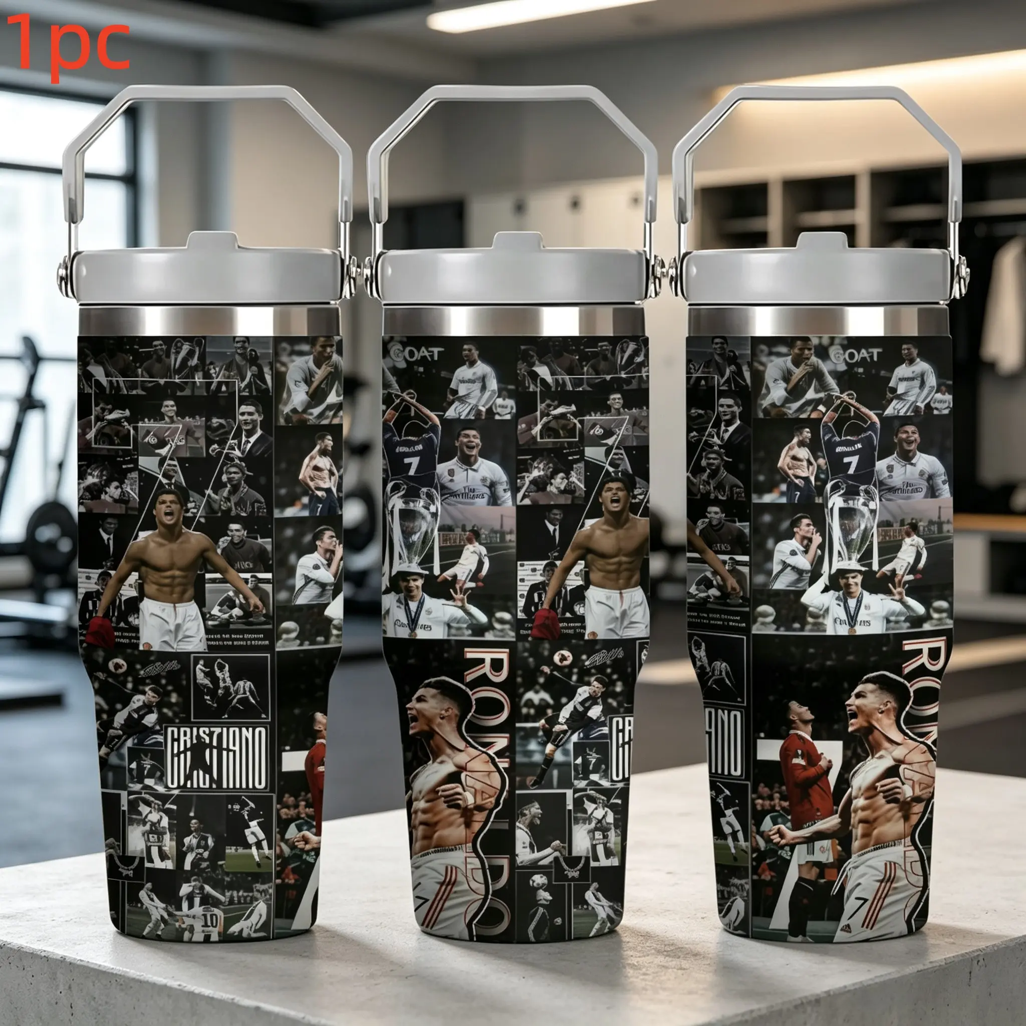 1pc 30oz 900ml insulated tumbler, CR7 Cristiano Ronaldo,long cold & heat retention,Hand wash only, suitable for hiking trips, business travel, daily office use and family picnics, versatile present for all listed holiday occasions