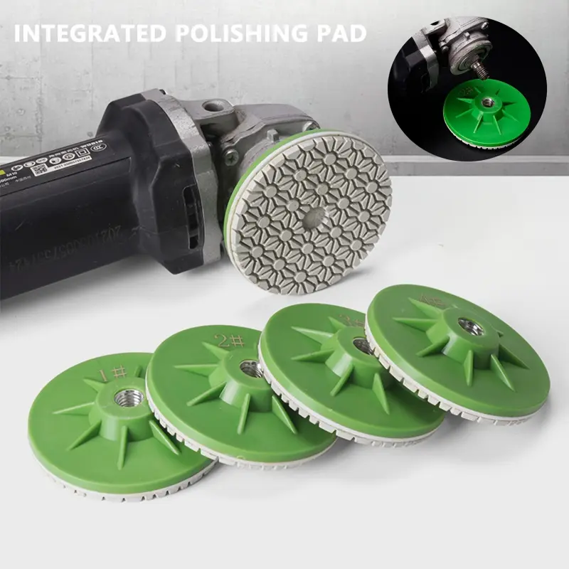 4 Piece Polishing Pad Set Tool 3 Inch Angle Grinder Disc M10 Thread for Tile Marble Granite Quartz Edge Trimming Polishing