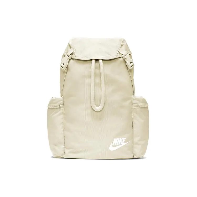 Nike Heritage Polyester Backpack for Men and Women – Sporty Casual Style in Light Mineral Brown and White