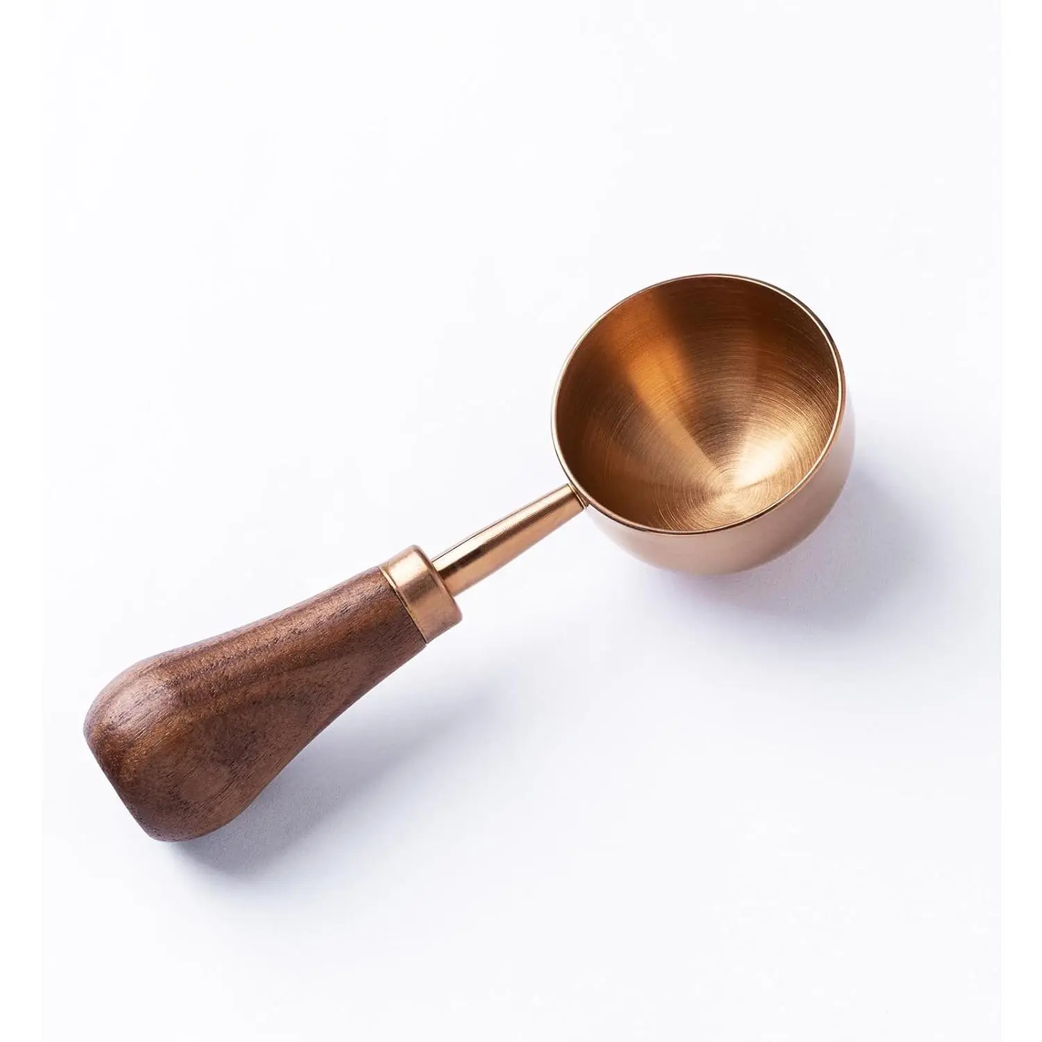 Retro Vintage Stainless Steel Coffee Scoop with Walnut Wood Handle, 10g Espresso Measure, 30ml Water Capacity (1, Rose Gold)