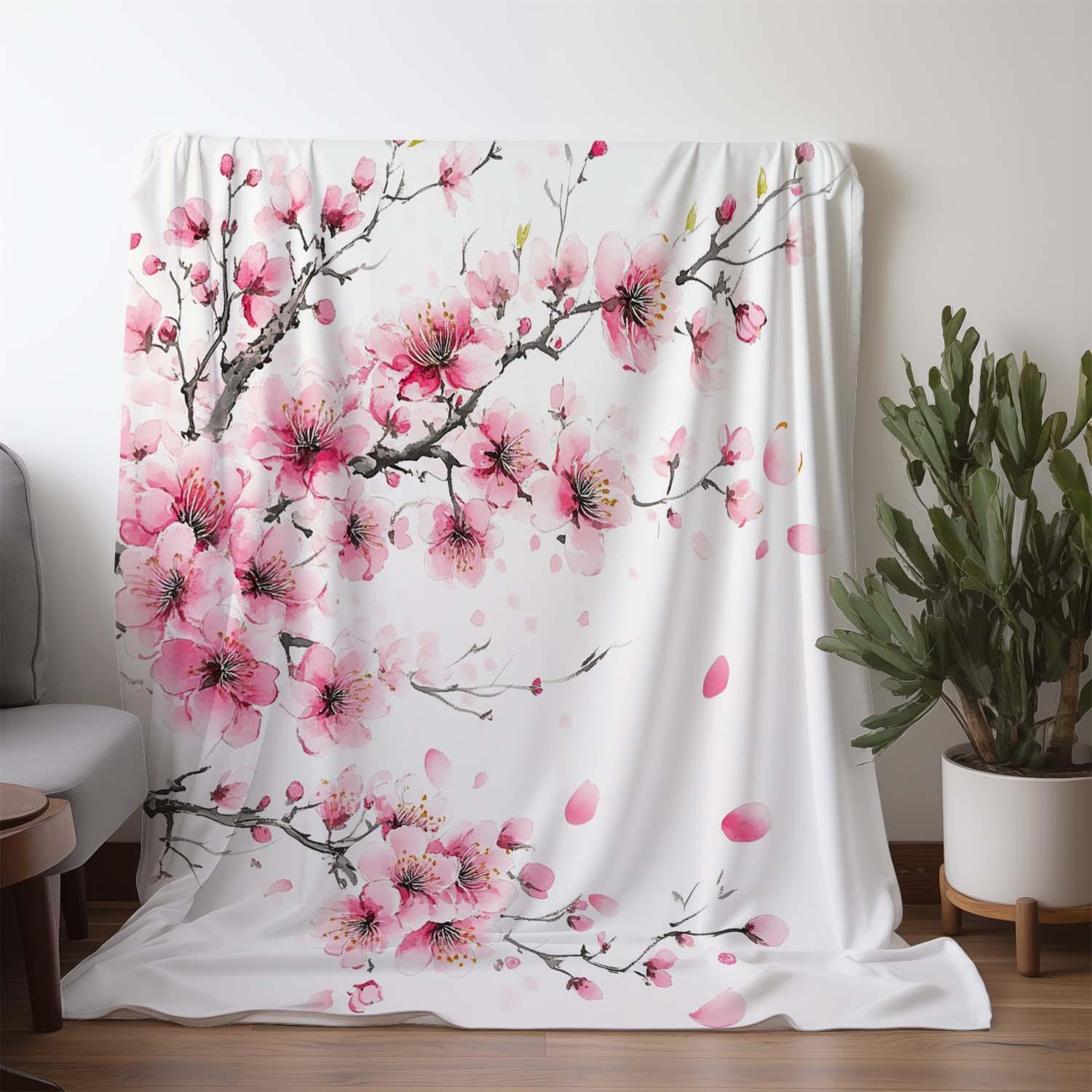 Spring Gifts for Her Women Sdoo Vintage Cherry Blossom Blanket Floral Present Soft Light Flannel Throw Mother's Day Keepsake