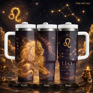 7-12 Twelve Zodiac Signs Vacuum Flasks 40oz Stainless Steel Insulated Tumbler with Handle & Straw Leakproof Travel Mug