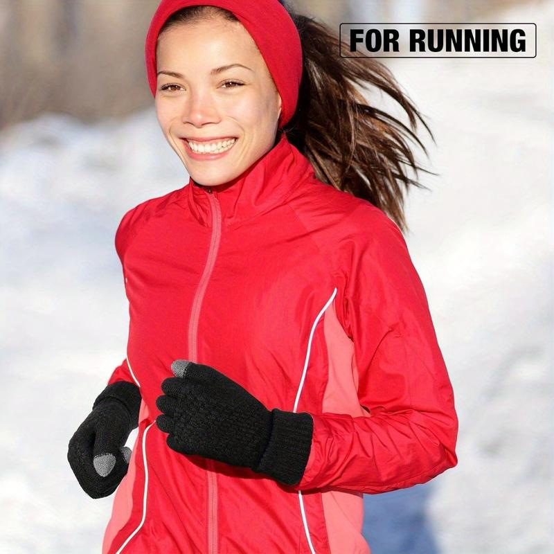 4 Pairs Women's Thermal Fleece Lined Gloves Cold Warm Winter Touch Screen Gloves Winter Warm Gloves Korean Style Gloves Velvet Thickened Cycling Gloves Elastic Cuffs Suitable for Skiing, Going Out, Outdoor