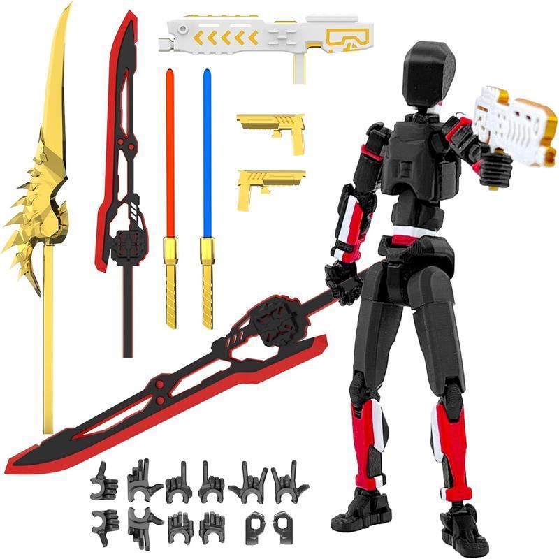 5-Piece T13 Pre-Assembled Action Figure Set, Multi-Color Titan 13 Mecha Models with Laser Saber Accessories, 3D Printed Craftsmanship, Including the Full Collection of Lucky 13, Robo 13 & Nova 13 Figures, Perfect for Gifting & Party Favors