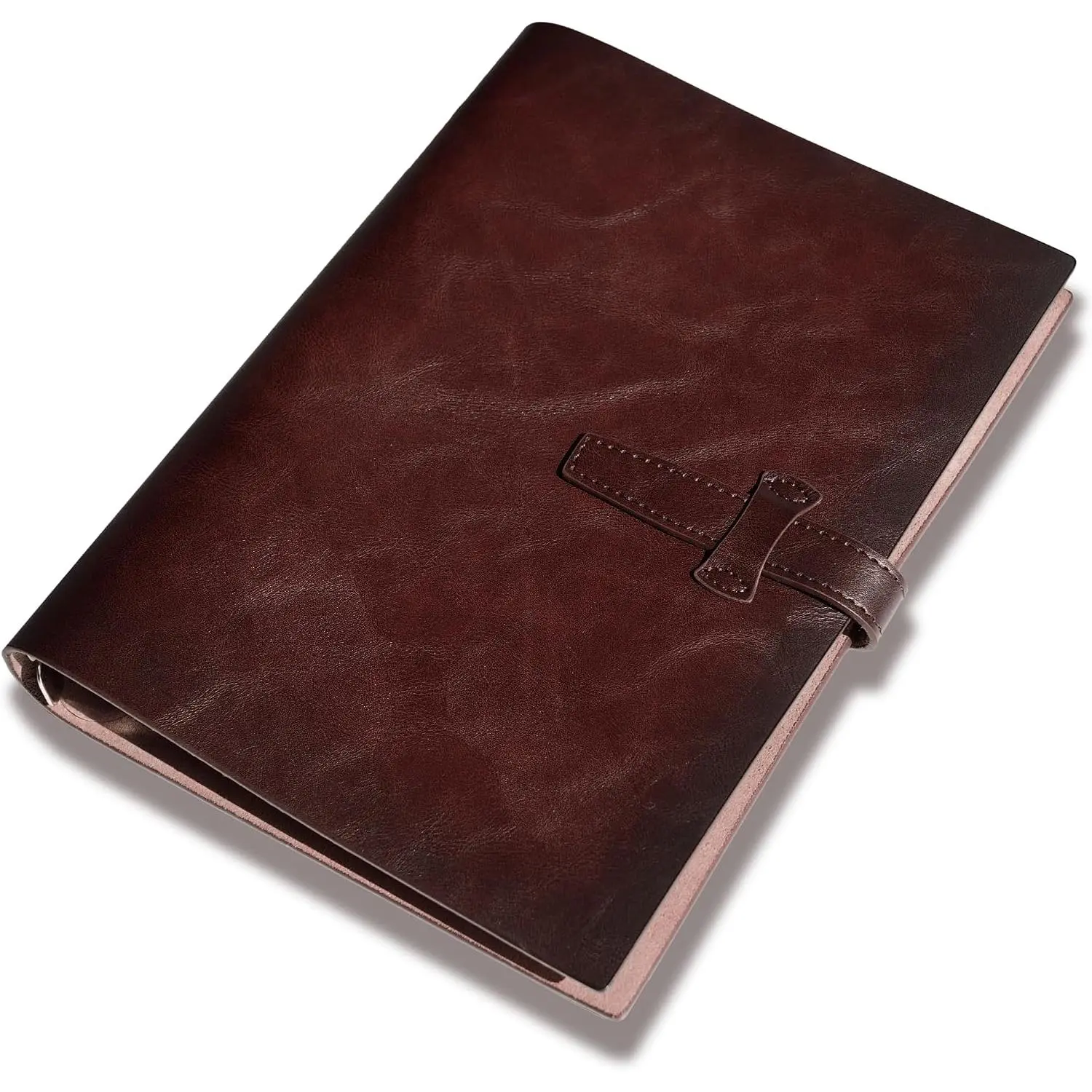 Leather Cover A5 Refillable 6-Ring Heavy-Duty Metal Binder Notebook Organizer for Business Work & Daily Use (No Inner Pages), Heavy-Duty Rings