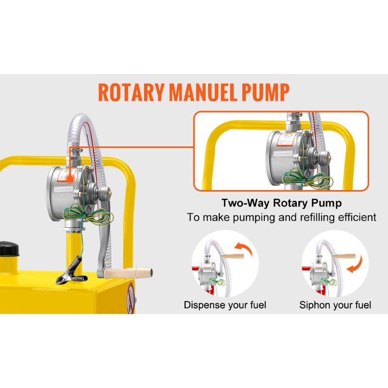 VEVOR 30 Gallon Fuel Caddy, Gas Storage Tank 4 Wheels, with Manuel Transfer Pump, Gasoline Diesel Fuel Container for Cars, Lawn Mowers, ATVs, Boats, More, Yellow