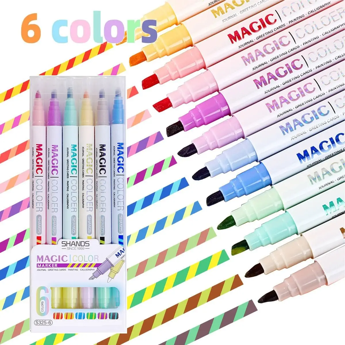 Magic Color Changing Highlighter Set, Dual Tip Chisel Highlighters, 12 Pastel Colors, Journaling, Note Taking, Drawing, DIY Crafts, Easter, School Supplies