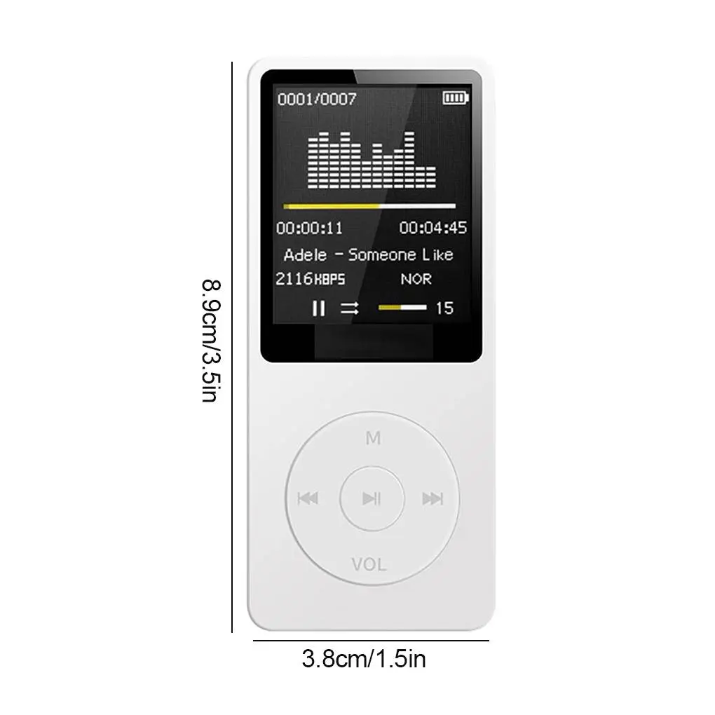 Portable Ultra-Thin Bluetooth MP4 Player with 1.8" Screen, Lossless Hi-Fi Audio, FM Radio, Voice Recorder, USB Cable Support, Micro SD Card Slot, Li-Ion Cell, Noise Reduction, AVI Compatibility, PC Windows Sync for Students, Sports Use, Mp3 Player
