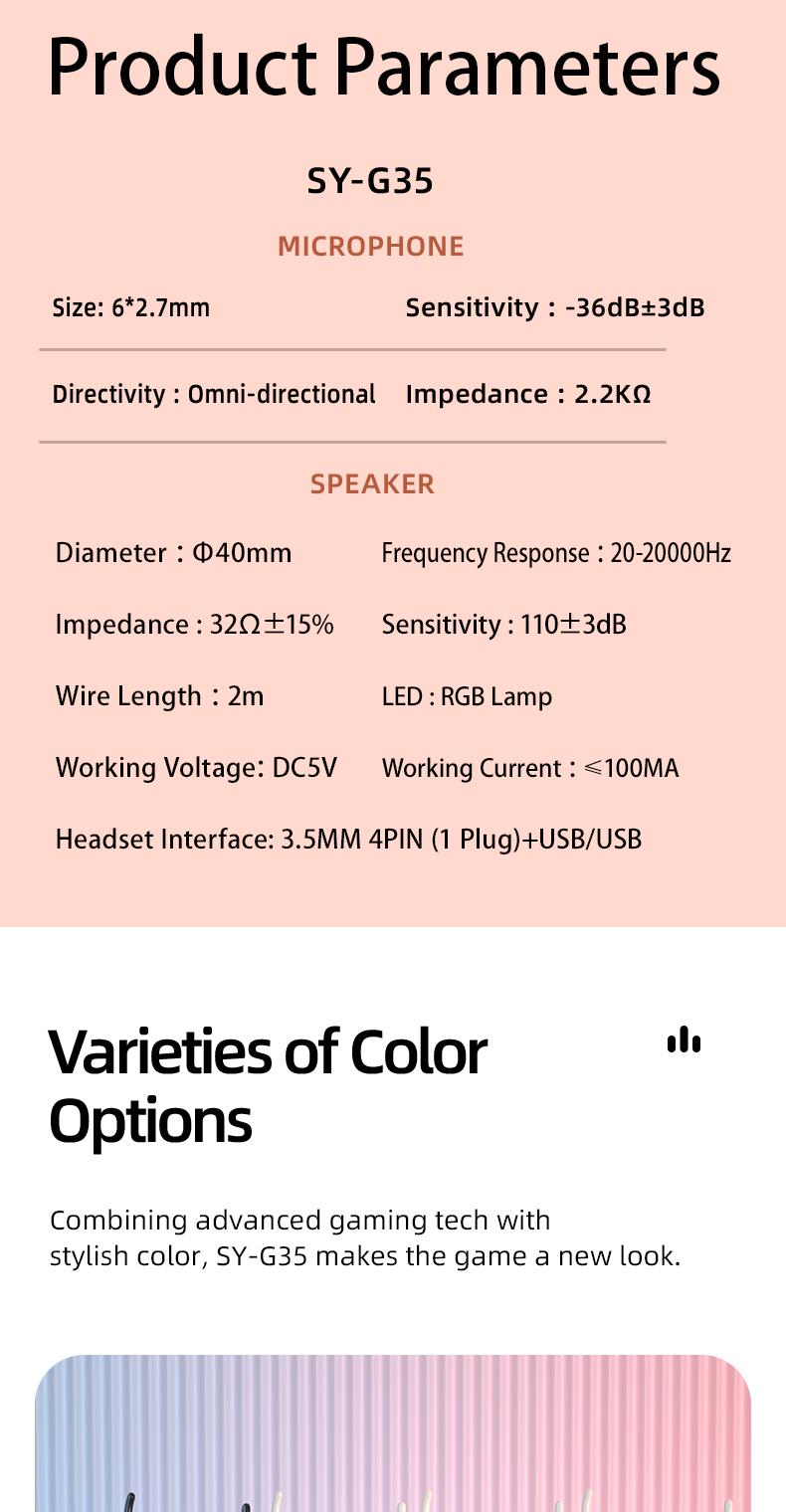 G35 High-Value RGB Gaming Headset with Cute Cat Ear Design, Wired Over-Ear Headphones for PC & Console Games, Multi-Scene Use, PC Gaming Accessories