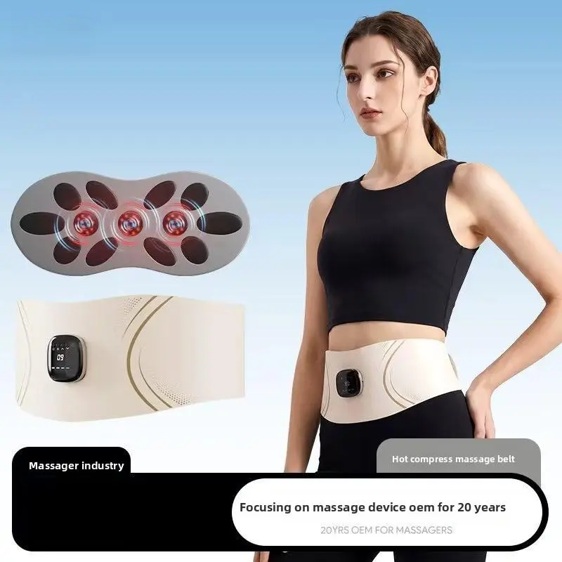 Waist massager, pulse massage belt, sports fitness, full-burn sweating massager，high stretch girdle