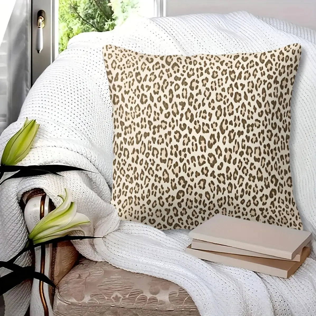 45x45cm Minimalist Luxury Leopard Print Pillow, Machine Washable, Trendy Print, Plump Soft Filling, Decorative Cushion For Home Sofa Decoration (With Pillow Insert)