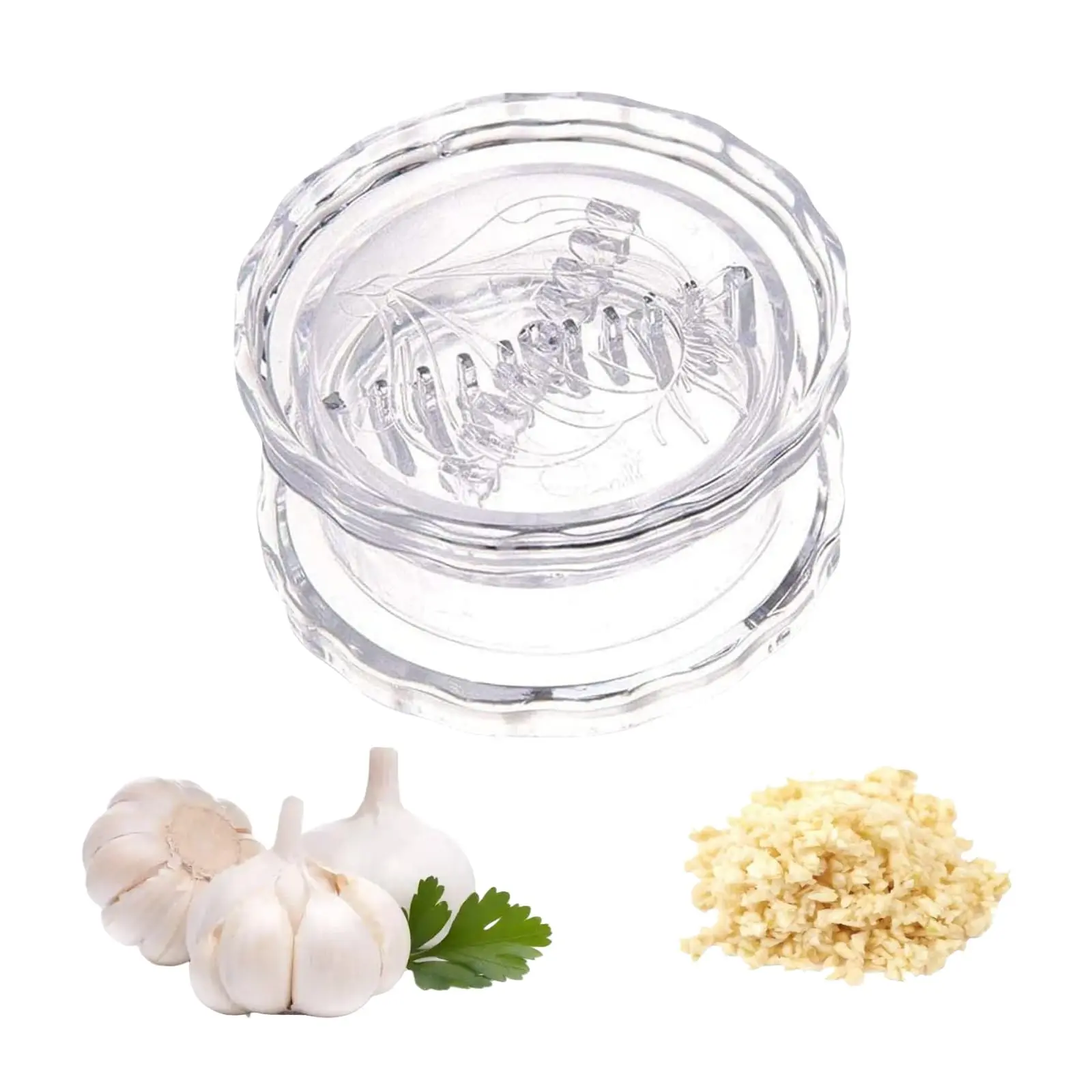Clear Manual Garlic Twister Mincer, Multi-Function Garlic Press Crusher for Ginger, Herbs, Nuts, Compact Kitchen Gadget