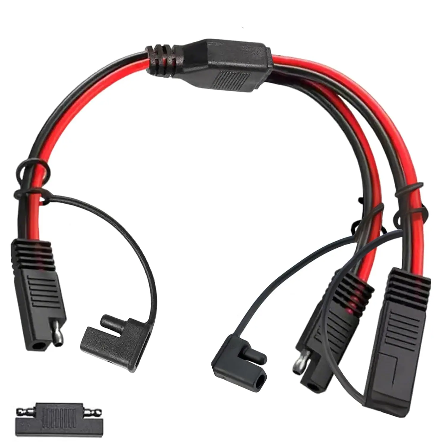 10AWG SAE Y Splitter Connector Cable - 1-to-2 DC Power Automotive Extension Cable with Reverse Polarity Adapter for Solar Panel Battery Charger, Automotive Users (12inch/30cm)