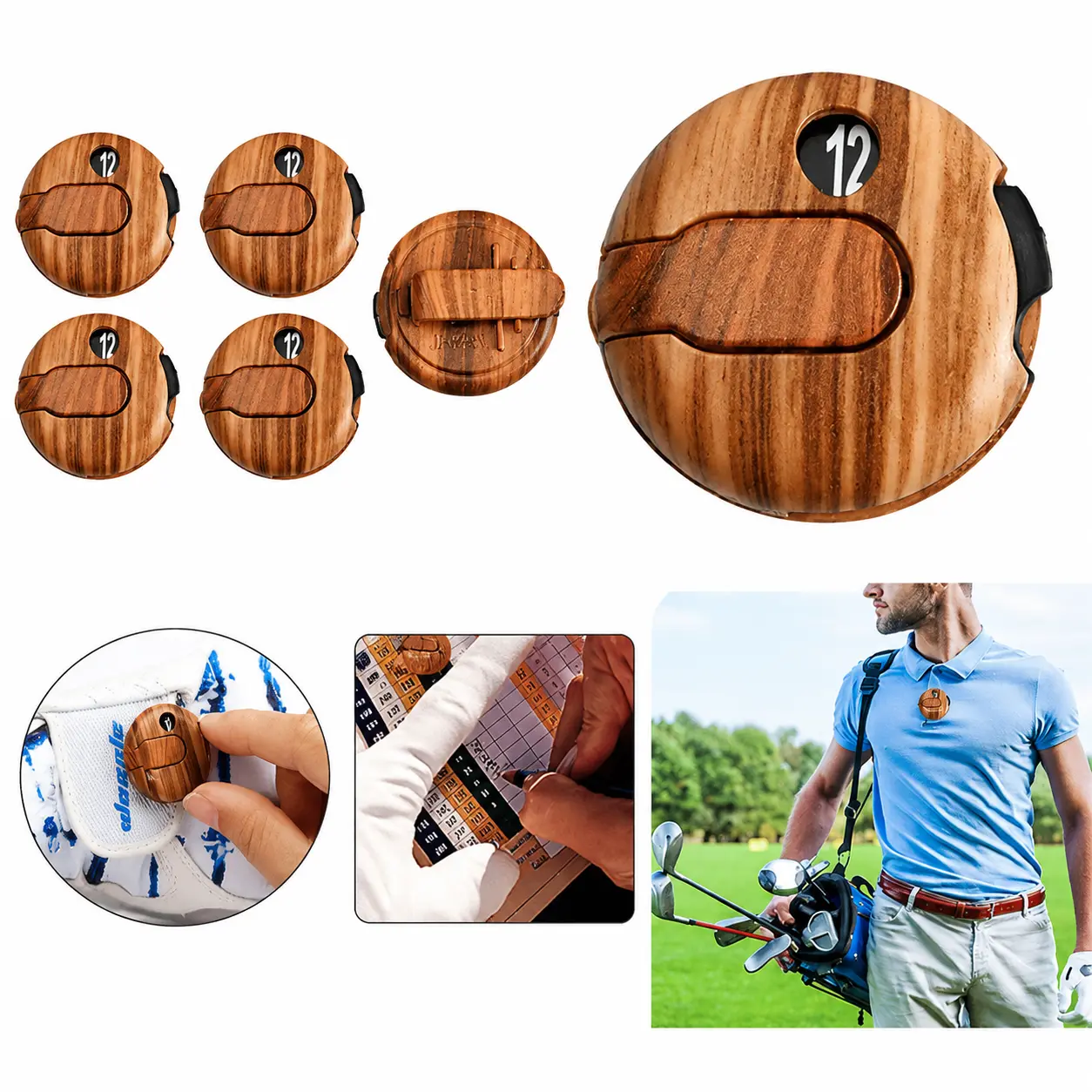 Golf Scorecard Clip with Integrated Score Tracker and Glove Holder – Durable Metal Design for Easy On-Course Scoring, Compatible with Standard Scorecards and Golf Gloves, Ideal for Recreational and Competitive Players