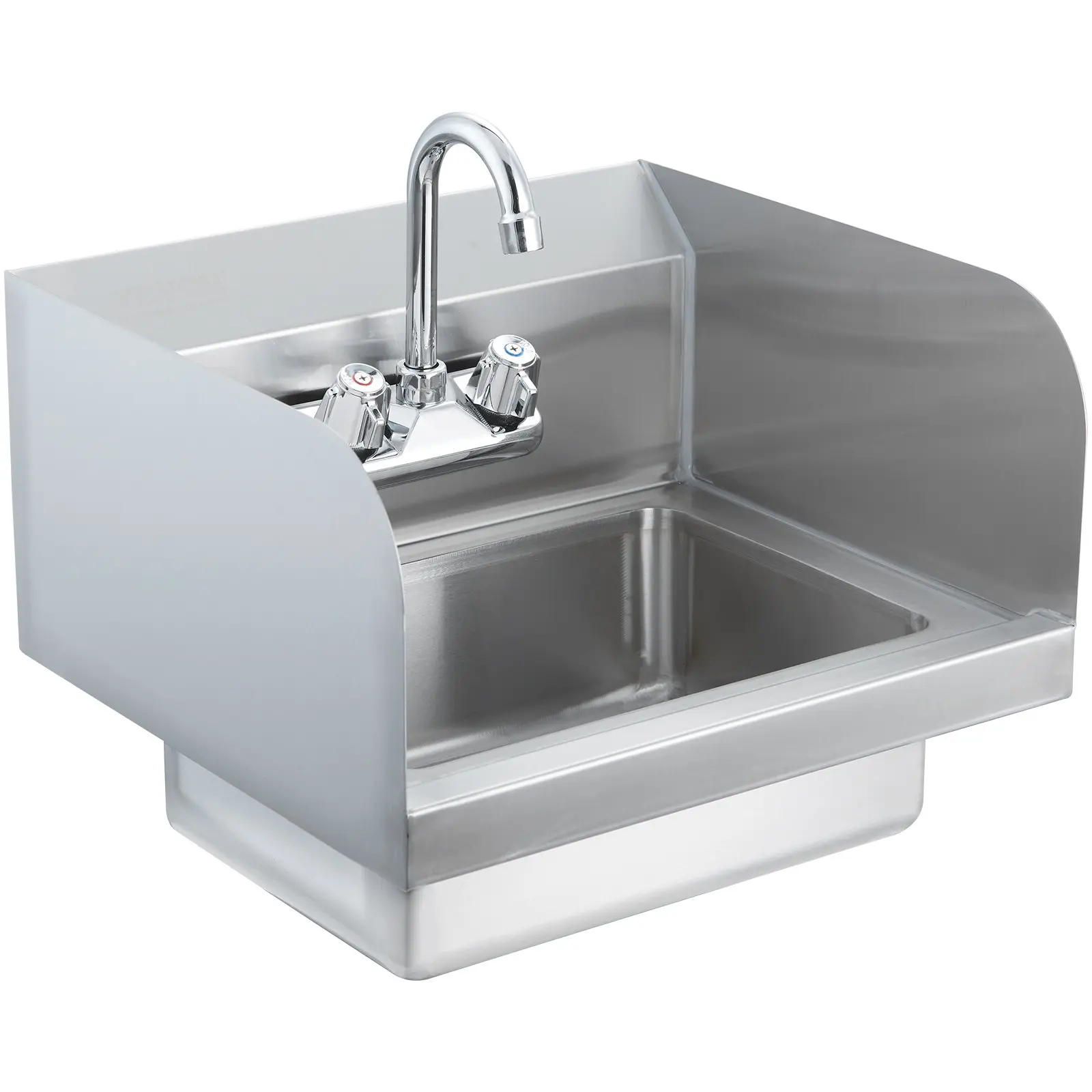 【Summerfinds】VEVOR Commercial Hand Sink with Faucet and Side Splash, Stainless Steel Sink for Washing, Small Hand Washing Sink, Wall Mount Hand Basin for Restaurant, Kitchen, Bar, Garage and Home, 17x12.8 inch