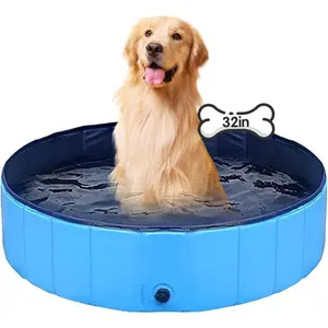 Dog Pool Foldable pet Pool Dog Swimming Pool pet Swimming Pool PVC Non-Slip for All Kinds of Pets (32x8in)