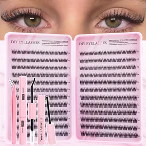 Natural Look Single Cluster False Lashes, D Curl Volume DIY Extension, Mixed Length, Non-Toxic, Dense Style, Enhances Fit and Density