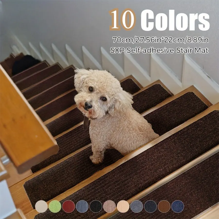12-Piece Elderly & Pet Safety Stair Pads, Non-Slip Indoor Carpet for Wooden & Tile Steps, Edge Protection, Pet-Friendly, Anti-Slip Runners