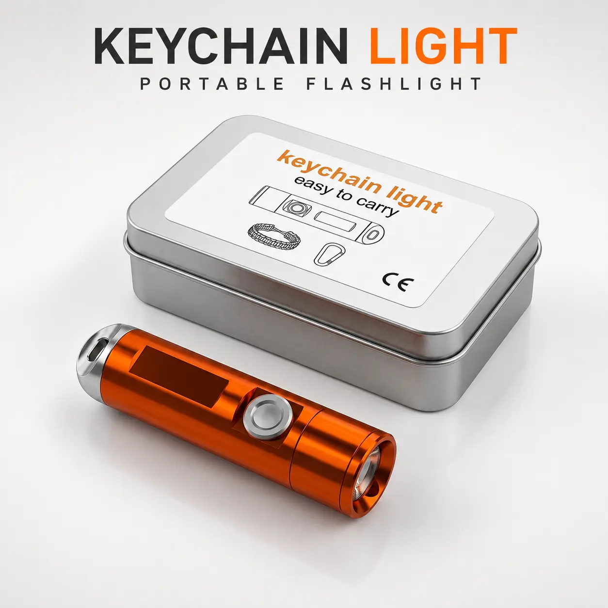 Keychain Light, Portable Mini LED Flashlight with Metal Storage Box, Pocket Emergency Light for Camping, Car & Everyday Carry,Gothic,moon,gift