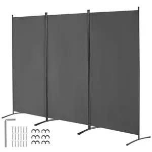 VEVOR Room Divider, 3 Panel Room Divider, Folding Privacy Screen and Portable Partition Divider for Room Separation, Freestanding Room Partitions for Office, Bedroom, Study, Grey