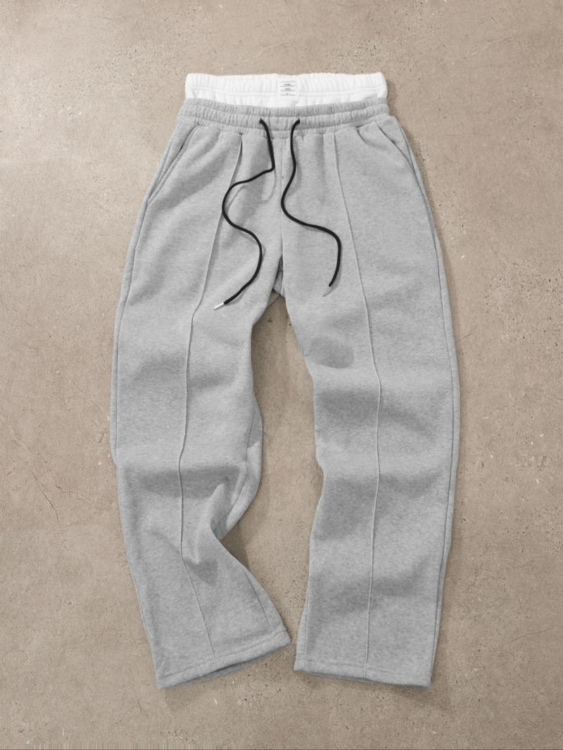 Men's 2 in 1 Drawstring Waist Wide Leg Pants, Wide Sweatpants, Regular Fit Casual Pocket Pants for Daily Wear, Men's Trousers for All Seasons