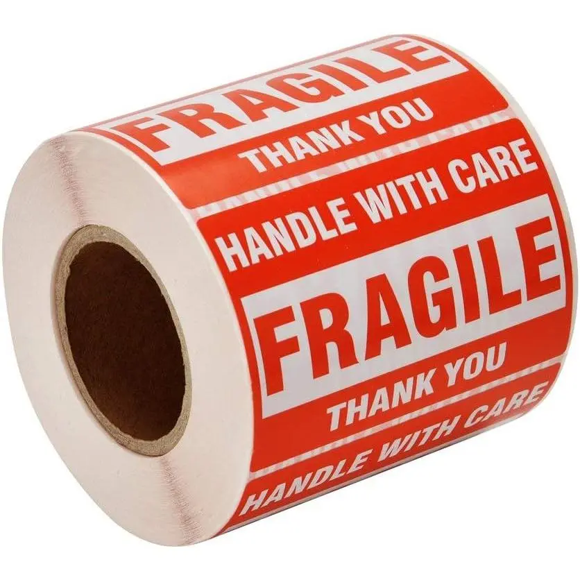 [1 Roll, 500 Labels] 2" x 3" Fragile Stickers Handle with Care  Packing/Shipping Labels - Permanent Adhesive