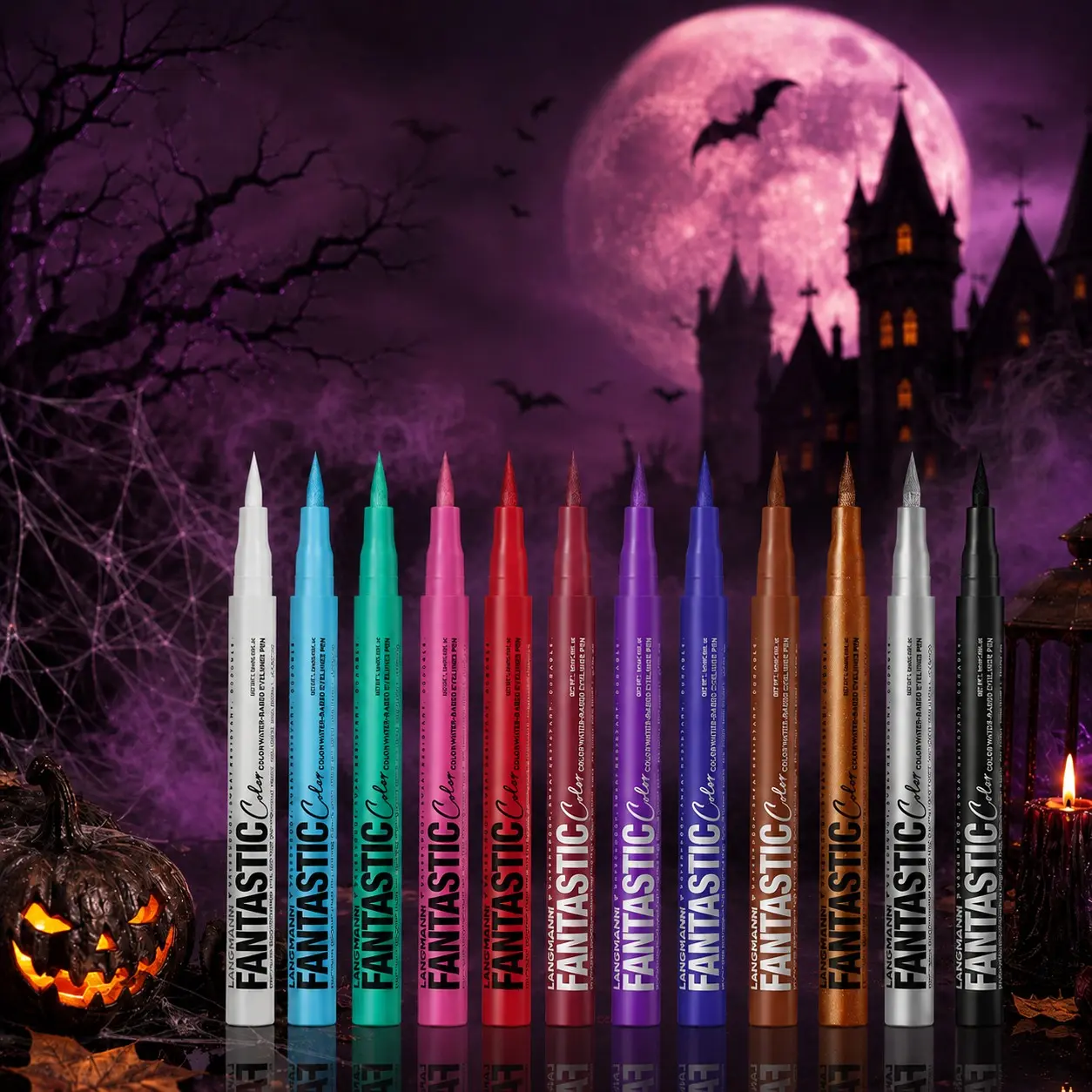 LANGMANNI 12 Colors Halloween Eyeliner Pen Set, Bold Graphic Eye Makeup