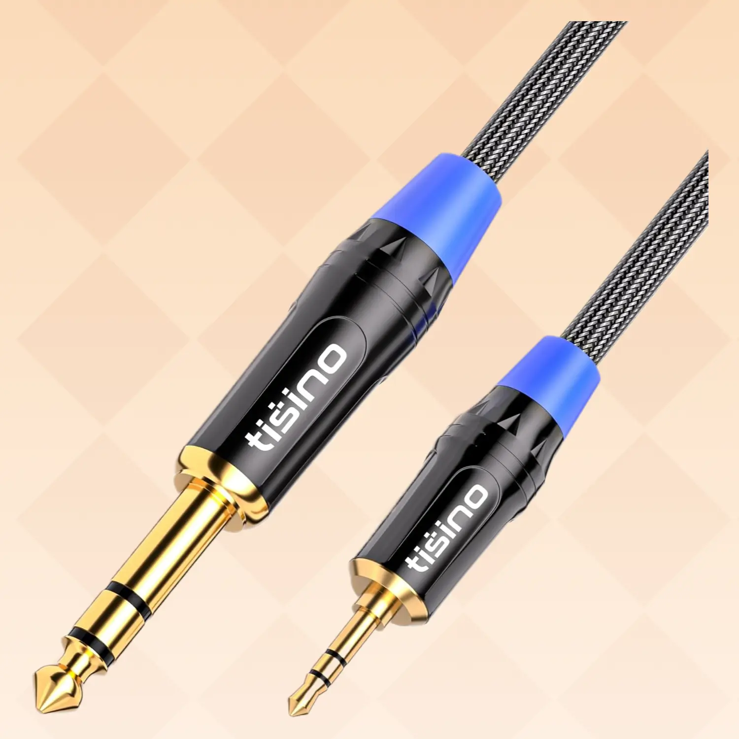 3.5mm to 1/4 TRS Stereo Audio Cable 3ft, 4N OFC Nylon Braid, Gold Plated, for Guitar Keyboard Amp