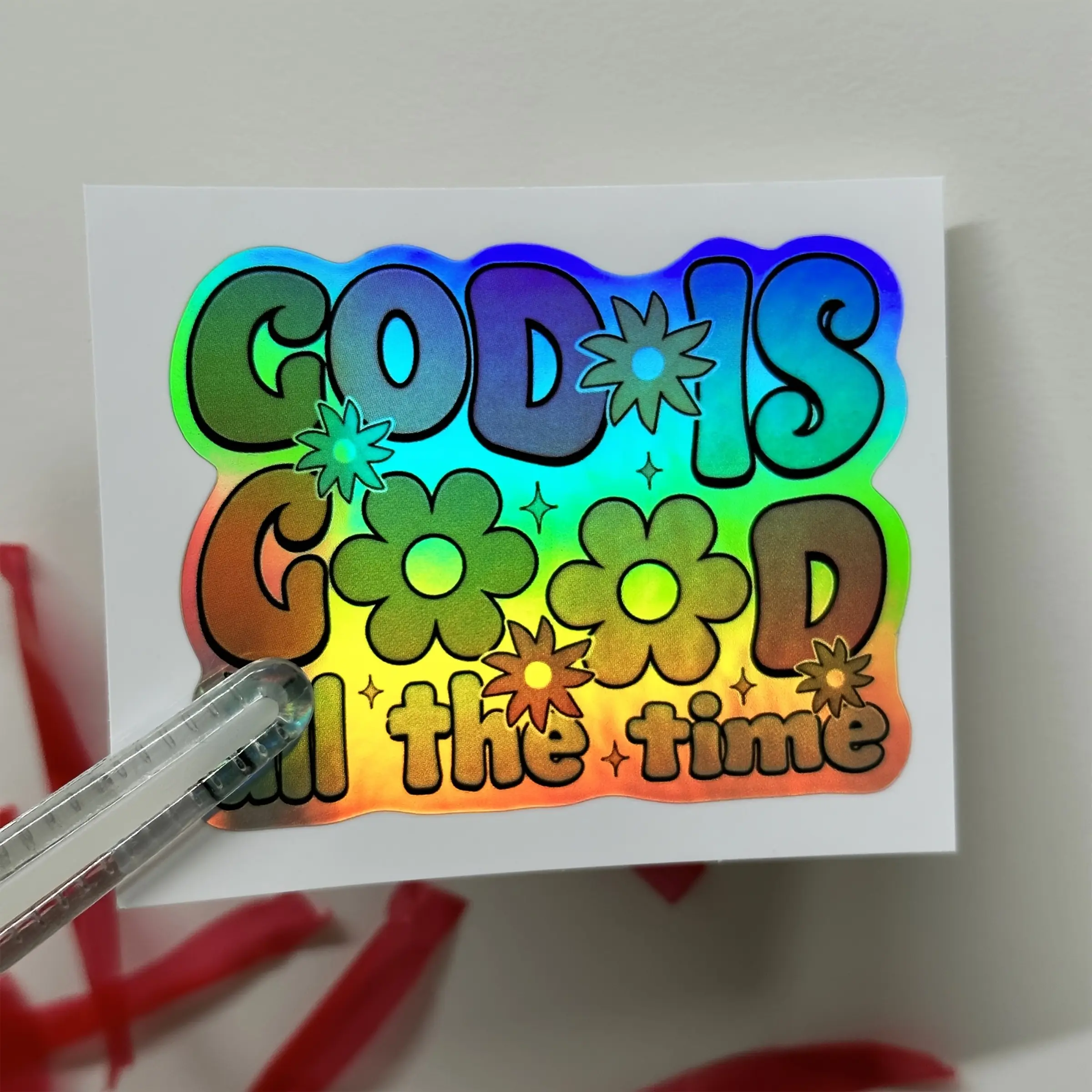 "God Is Always Good" Christian Bible Verse Mobile Stickers (3pcs/1 Set) | Glossy Vinyl Decals, Cross & Colorful Letters, Durable Faith Design, Suitable for Laptops, Phones, Water Bottles - Inspirational Stickers