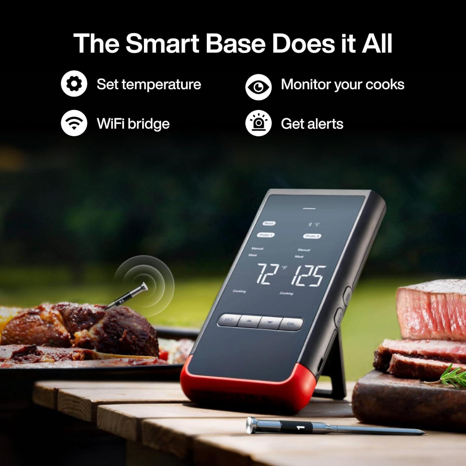Meat Thermometer: Standalone Base, WiFi Unlimited Range, 6 Sensors with NIST Certified Accuracy, 2 Probes for Kitchen, BBQ, Grill, Oven, , Rotisserie Meat Thermometer: Standalone Base, WiFi Unlimited Range, 6 Sensors with NIST Certified Accuracy, 2 Probes for Kitchen, BBQ, Grill, Oven, , Rotisserie