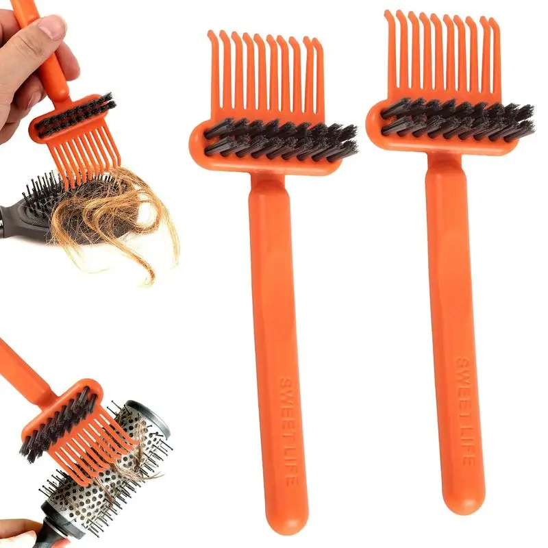 2pcs 2-in-1 Comb Cleaner with Pick and Bristles, Hair Brush Cleaner Tool Hairbrush Cleaning Rake for Home Salon Travel Use Effectively Clear Hair Dust Grease and Dirt : Beauty & Personal Care