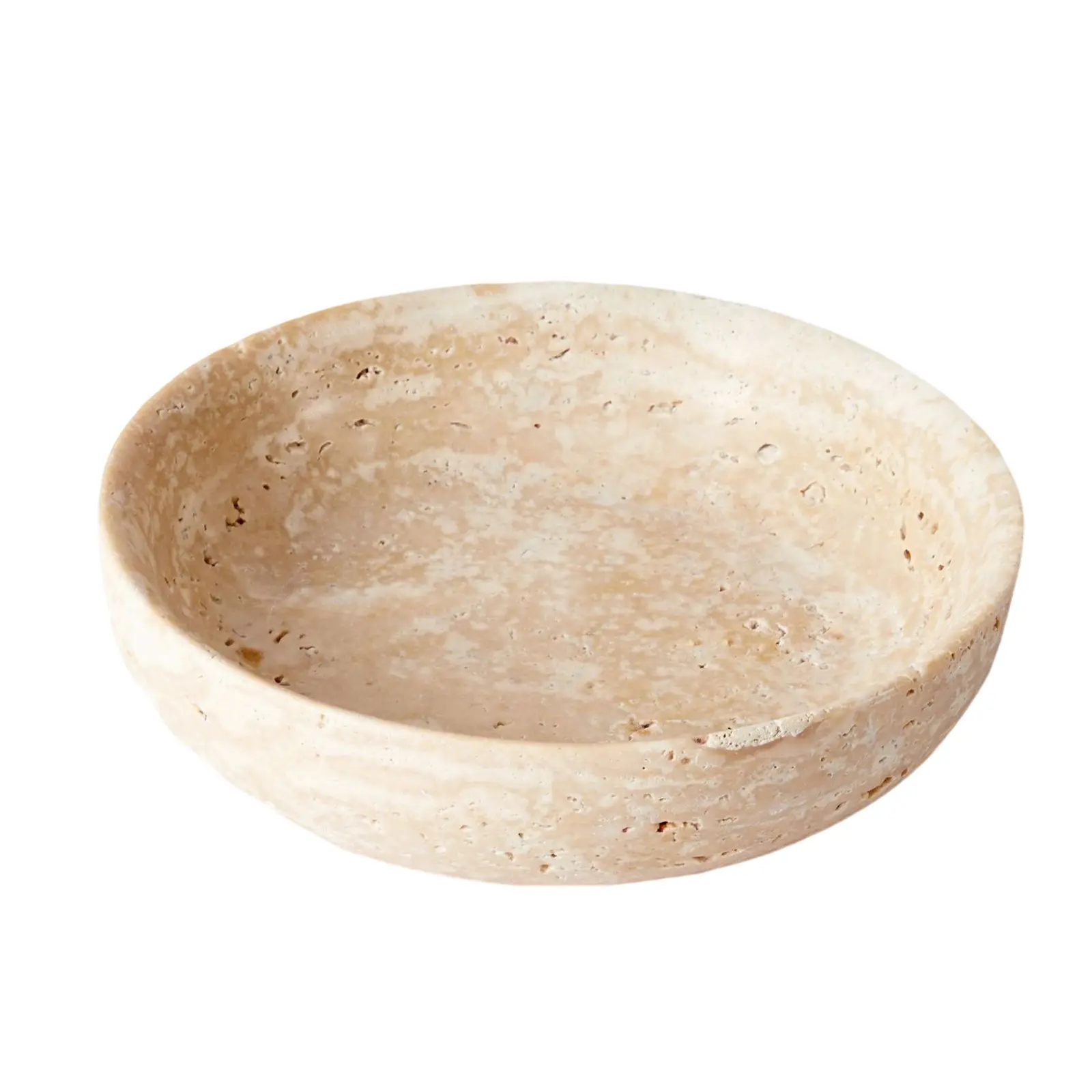 Natural Travertine Stone Decorative Plate – Modern Centerpiece Bowl for Home Decor – Multipurpose Fruit and Key Holder – Ideal for Entryway, Coffee Table, Kitchen Counter, Dining Table