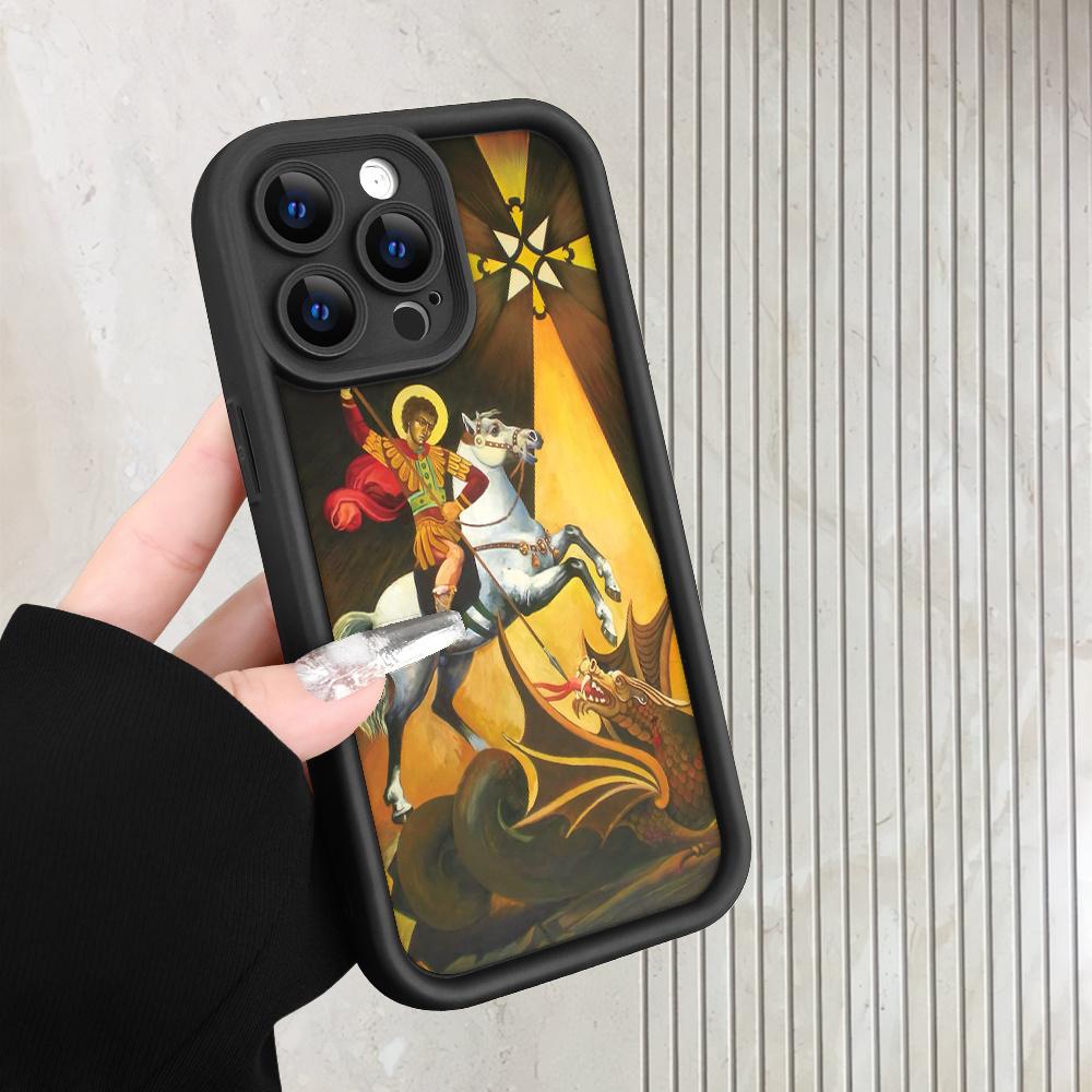 Phone Case - A St. George Case |     Georgian Style - Durable And Long-Lasting |     Camera Protection |     Shockproof And Drop-Resistant |     Matte Anti-Slip |     Light Luxury Fashion suitable with iPhone 17 E Air Pro ProMax iPhone16 15 14 Plus 13 12