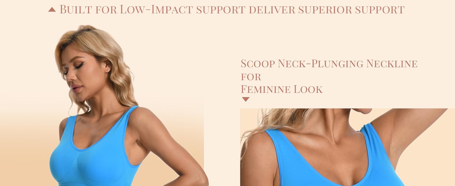 Women's 3 Pack Seamless Comfortable Sports Bra with Removable Pads