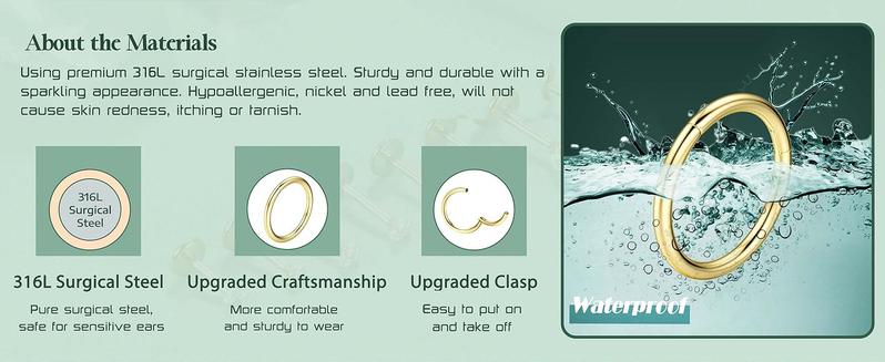 Jstyle 5Pcs 316L Surgical Steel Septum Rings Nose Rings Hoop 16G 18G 20G Hinged Clicker Hoop Nose Rings for Women Cartilage Hoop Earring Lip Helix Rook Tragus Conch Septum Nose Piercing Jewelry