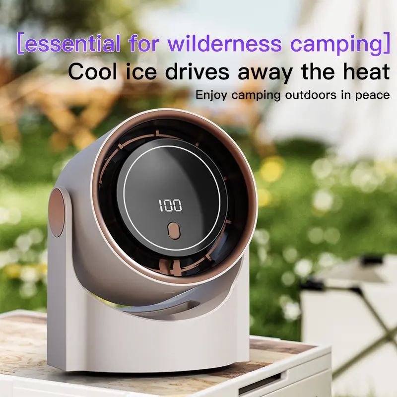 USB Rechargeable Desktop Fan, Wall-Mounted Fan with LED Display, 100 Speeds Touch Control, Quiet and Cool, Ideal for Home Office