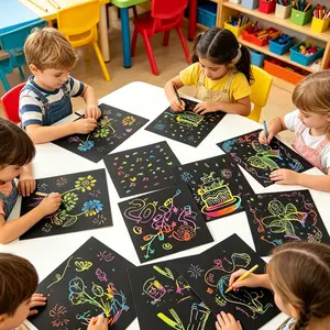 Rainbow Scratch Art Kit, Hidden Designs, Vibrant Colors, Fun Craft Gift, Perfect for Parties, Birthdays, Halloween, Christmas