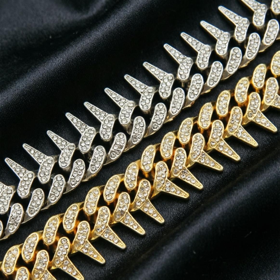 Moissanite Cuban Spike Necklace Miami Italy Mexico Inspired Hip Hop Trendy Aesthetic Iced Out Affordable Jewelry Women Men Daily Wear Gift