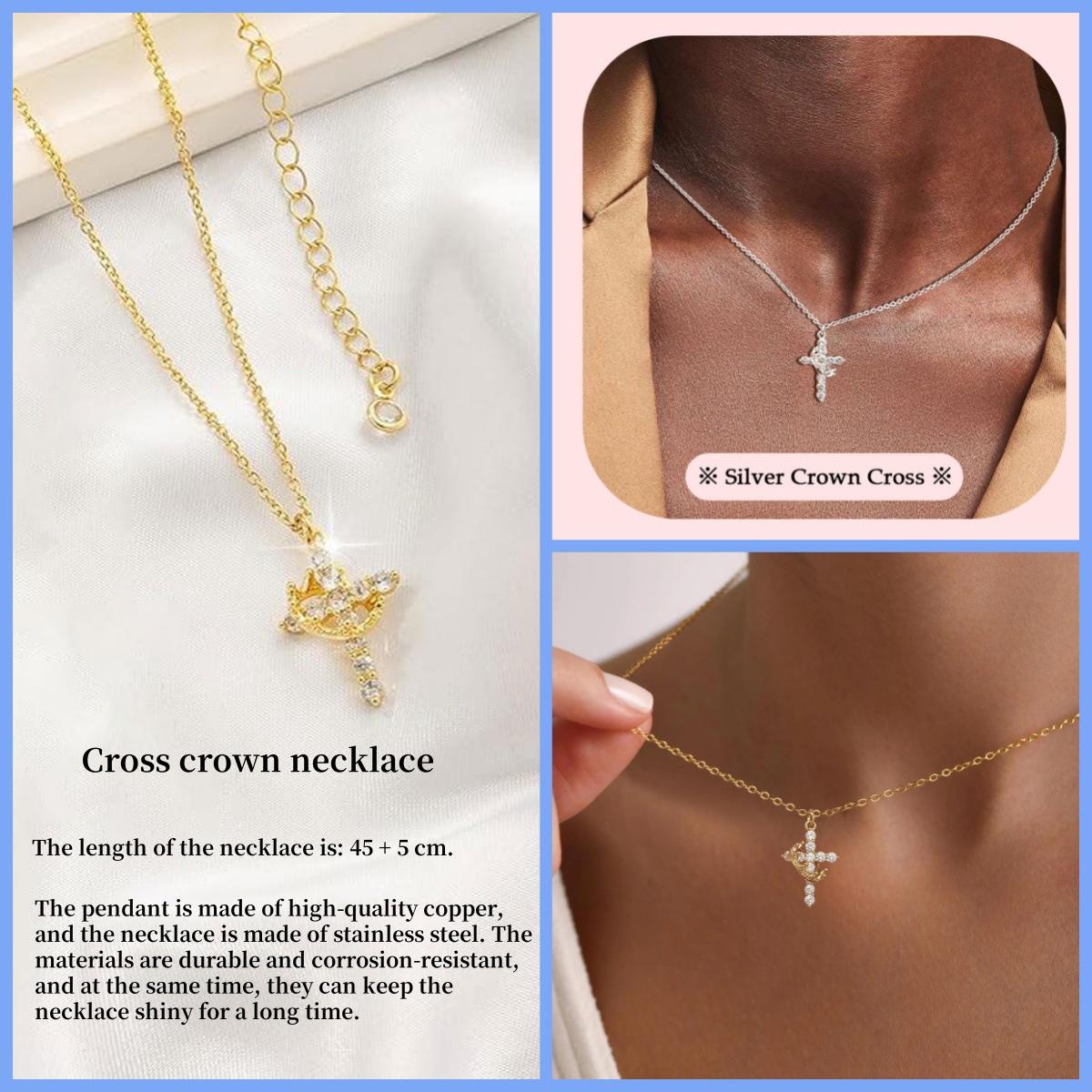 Unique new high-end pendant with a rotatable cross, crown, and circular necklace, a gift for girlfriends, women, and couples