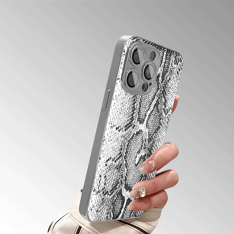 Premium Snake Skin iPhone Case with Electroplated Edges - Trendy Luxury Style for iPhone 17/16/15 Pro Max 14 Plus/13/12/11 Pro Air