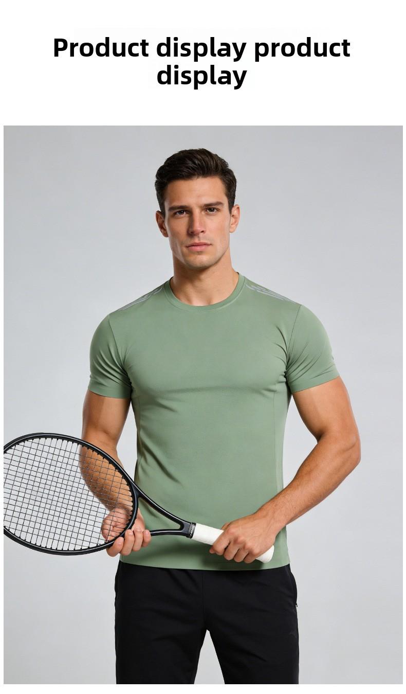 Smooth Nylon Wear-Resistant Ice Silk Quick-Dry T-Shirt for Men, Fitness Running Sports Short Sleeve