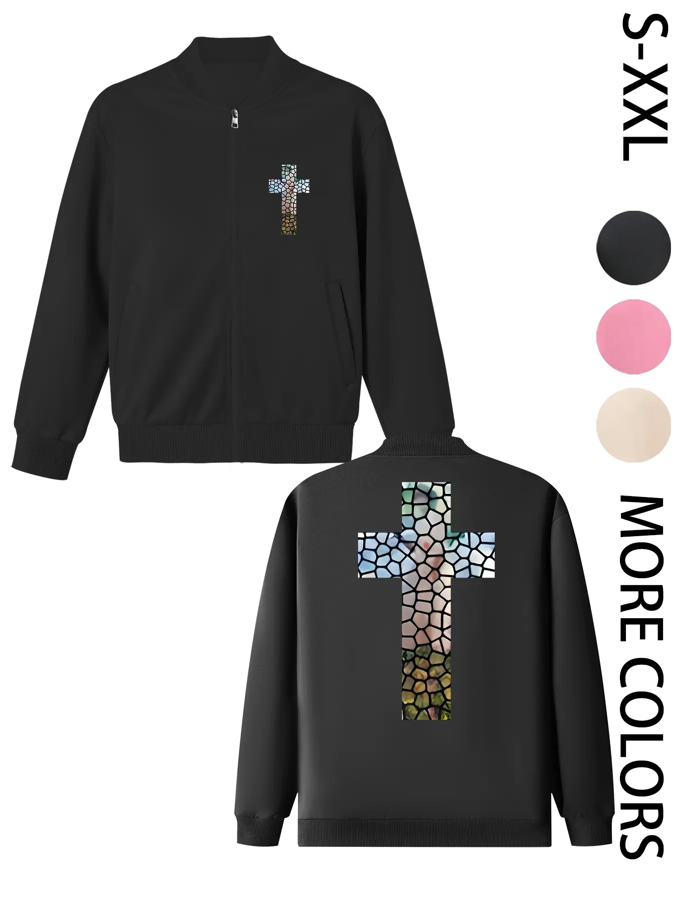 Cross Women's Printed Zip Long-Sleeve Jacket, 4-Season Casual Long-Sleeve Bomber Jacket, Fashionable Outerwear for Daily Wear & Outdoor Activities - Layering Style
