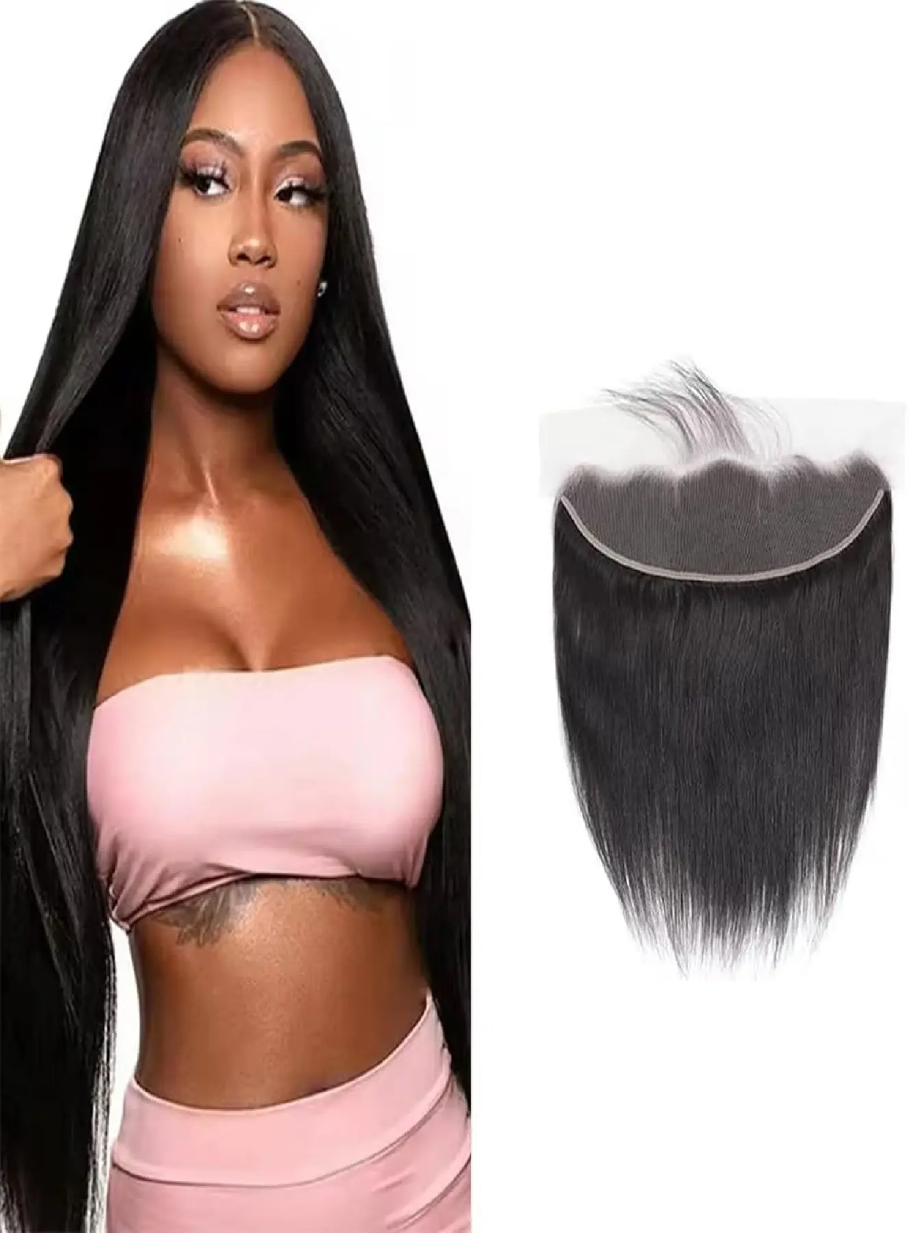 Natural Color Lace Closure 13x4 HD Transparent Lace Frontal Brazilian Real Hair Free Part Natural Black Straight Lace Closure Pre Plucked Human Hair Extensions