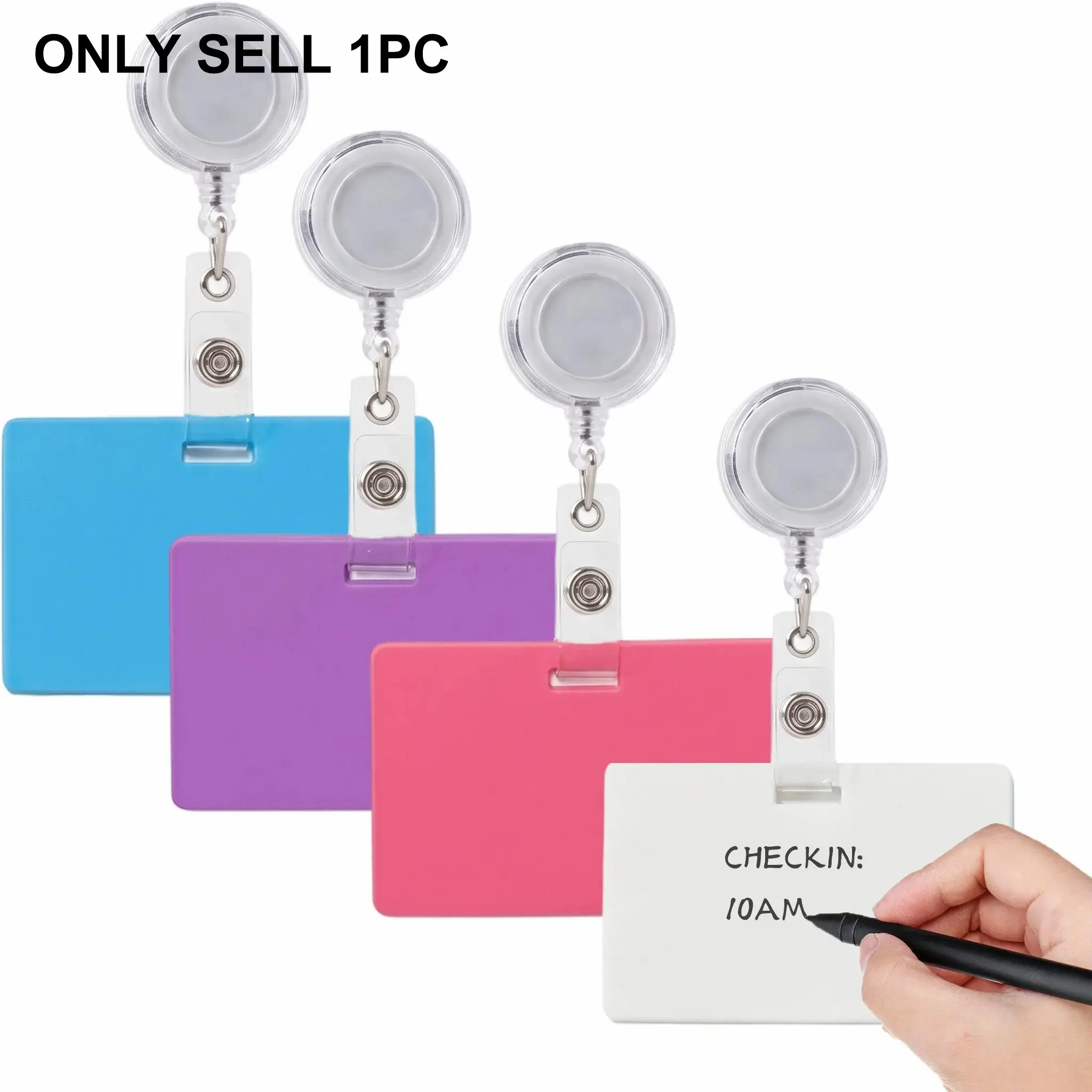 Reusable Silicone Erasable Notebook Badge, ID Badge Holder, ID Holders for Badges, Mini Whiteboard Clip Board, Vertical Name Tag Notebook, Stretchy Pull Tab, for Nurses, Doctors, Teachers, Students