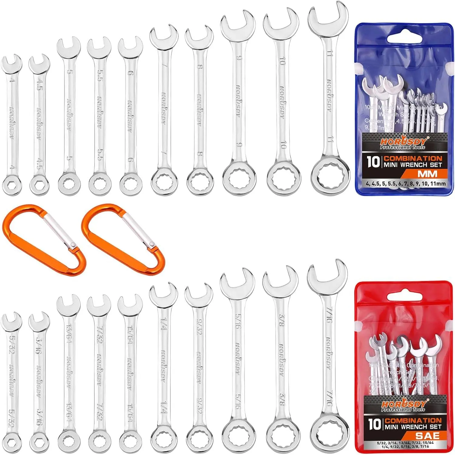 20-Piece Mini Wrench Set, Small Wrench Set, Metric and SAE Mini Combination Wrench Sets