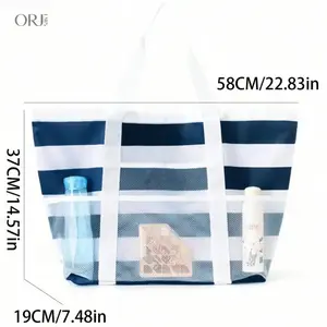 Large Capacity Breathable Mesh Beach Tote Multi-purpose Hand & Shoulder Swim Bag Toy Swimwear Storage Pouch for Travel Outdoor Use