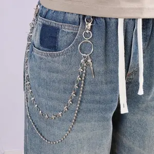Double-Headed Rivet Eagle Beak Pendant Hip-Hop Trend Accessory Versatile Simple Double-Layer Pants Chain for Fashion Enthusiasts