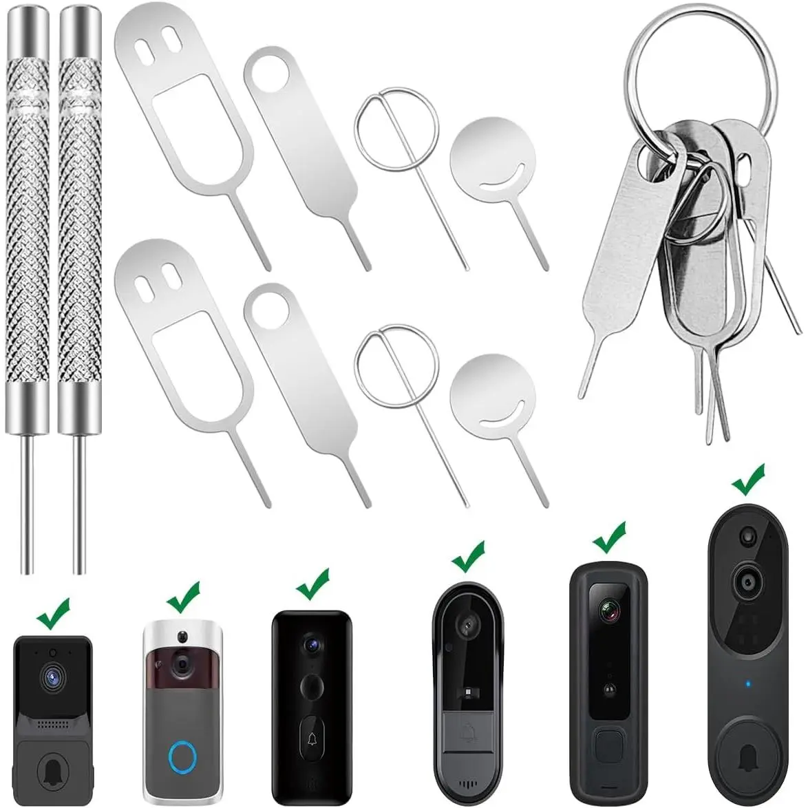 8 count  Pin Key Release  Compatible with  Video Doorbell, Eufy Video Doorbell & Nest Video Doorbell, with 2 Doorbell Removal Pins and A Key Ring (4 Styles, B Combination)